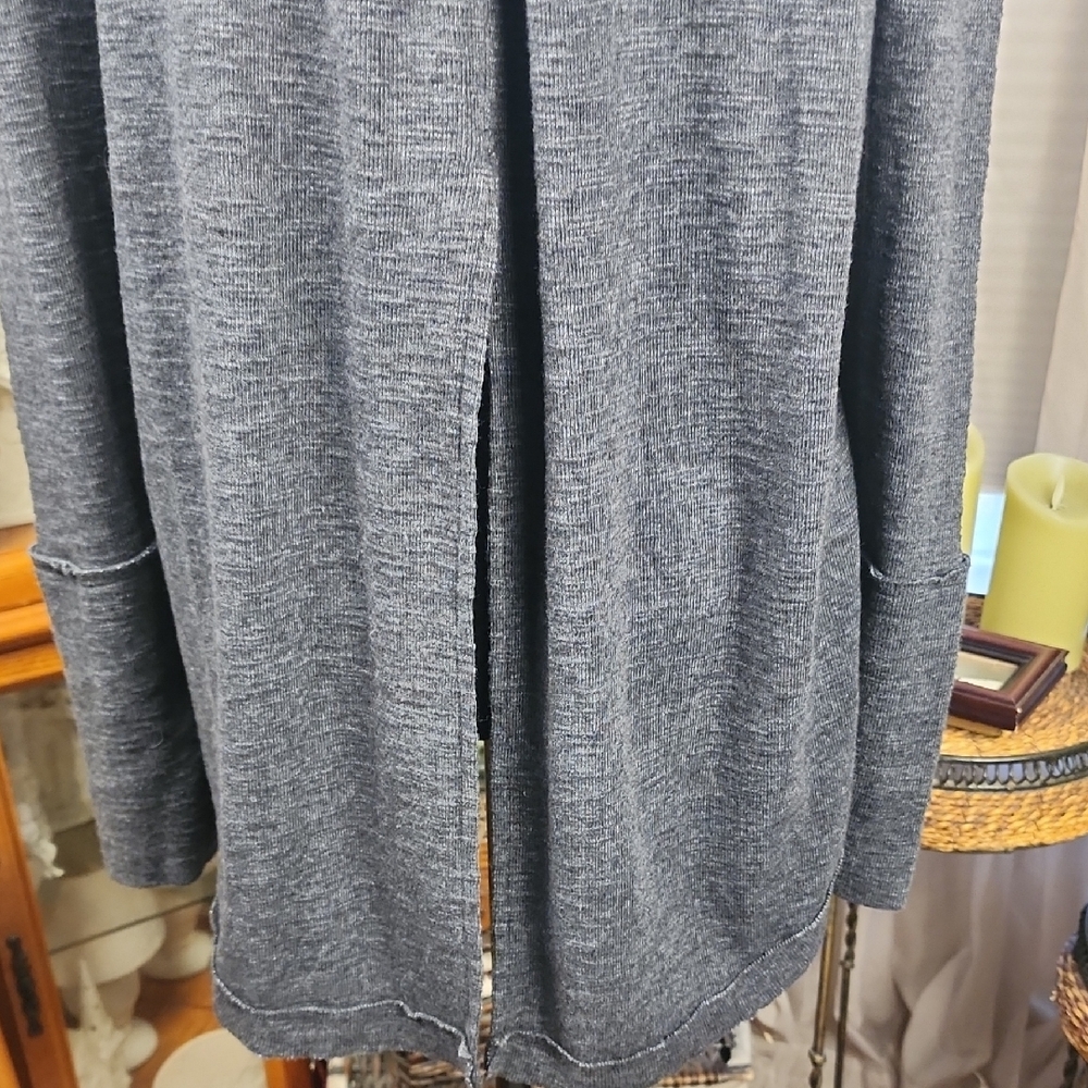 WE THE FREE | Free People Split Back Turtleneck Charcoal Exposed Seam Top | S - Picture 6 of 10